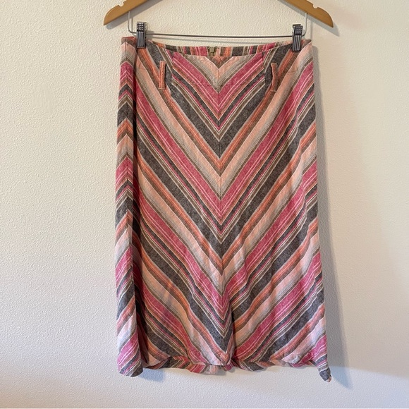 Christopher & Banks Dresses & Skirts - Vintage Christopher & Banks Linen High Rise Chevron Midi A-Line Skirt Pink-8